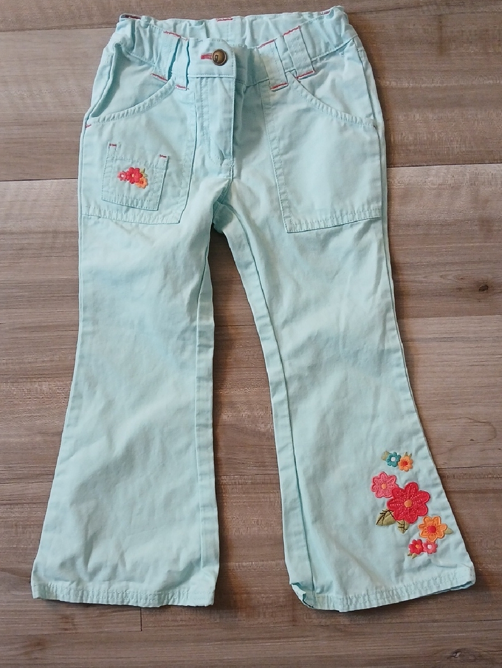 Gymboree Tropical Garden Flare Pants Floral Embroidery Size 4 (J)